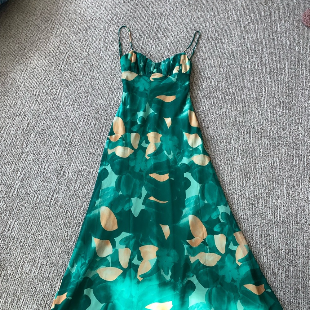 Emerald Green Floral Maxi Slip Dress
